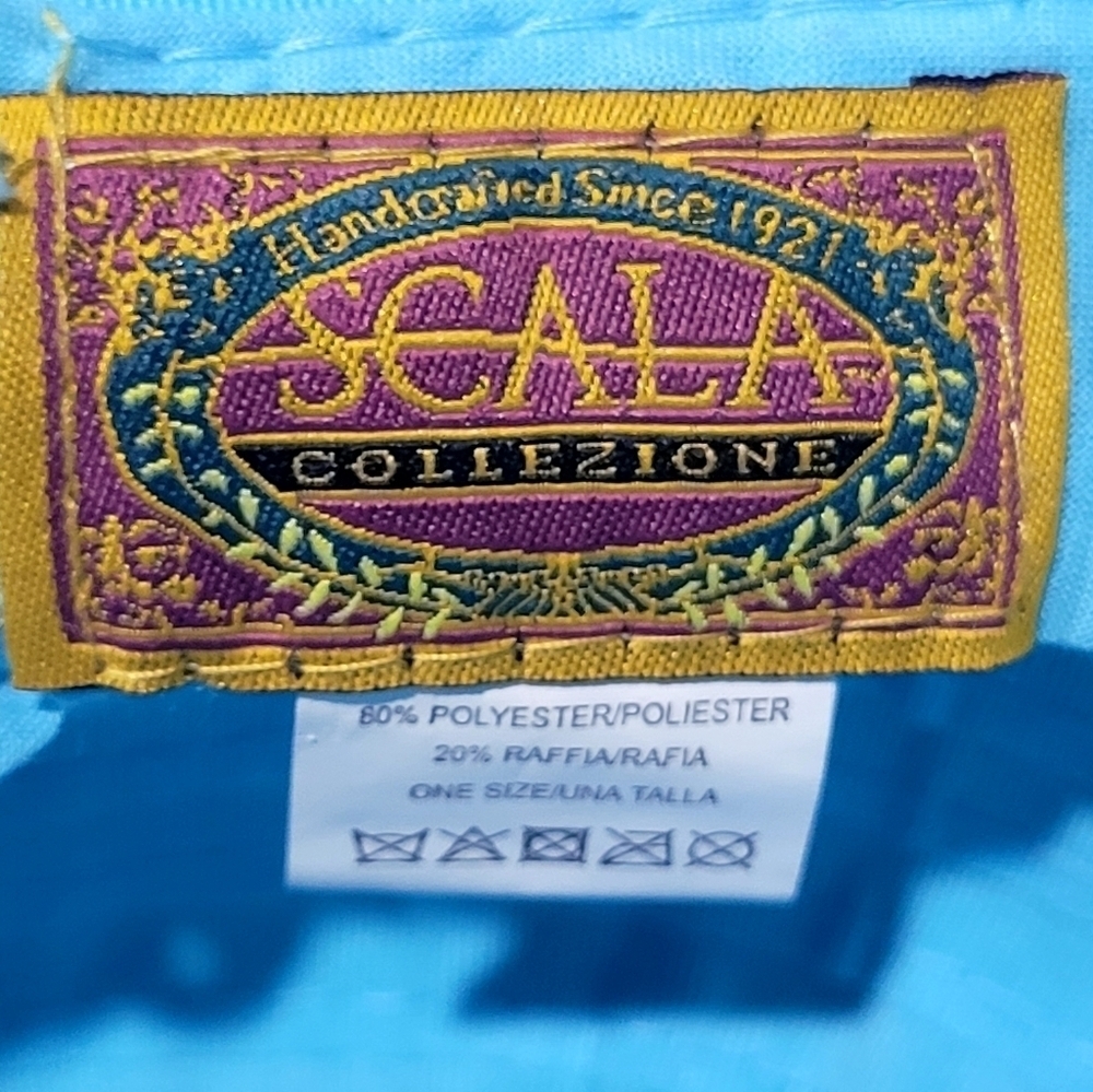 Scala One Size Aqua Beach Hat With Straw Bow - image 5